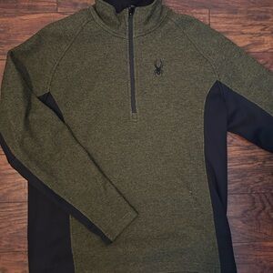 Spyder Men's Olive and Black Zip-Up Sweater